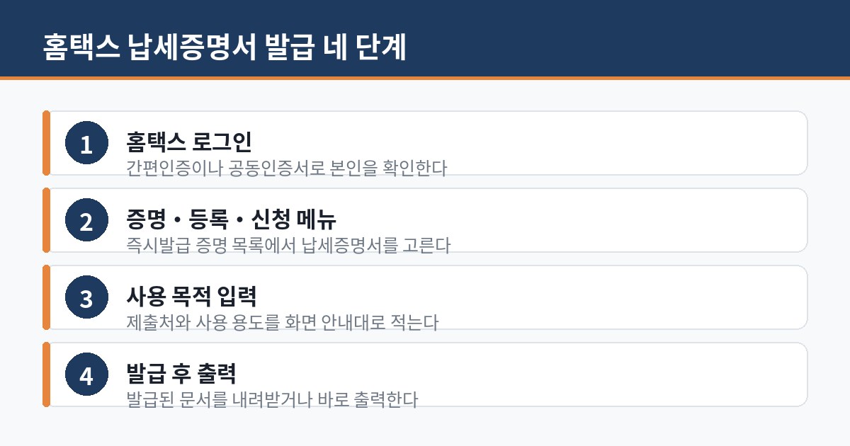 홈택스 납세증명서 발급 네 단계