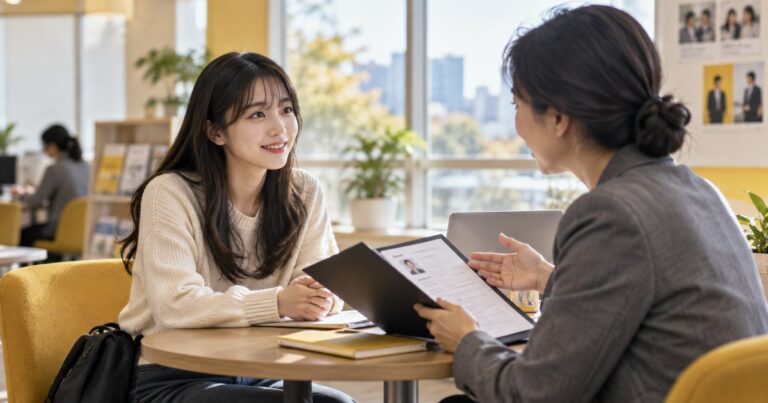 고용센터 상담자가 구직자와 국민취업지원제도 신청 서류를 확인하는 장면